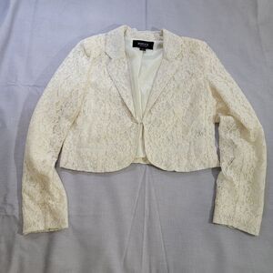 Poetry Cream White Lace Lined‎ Cropped Jacket Special Occasion Size M